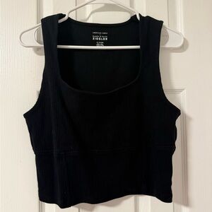 American Eagle Outfitters Black Ribbed Crop Top